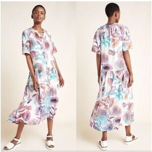 Elegant Floral Midi Dress in Multicolor Floral